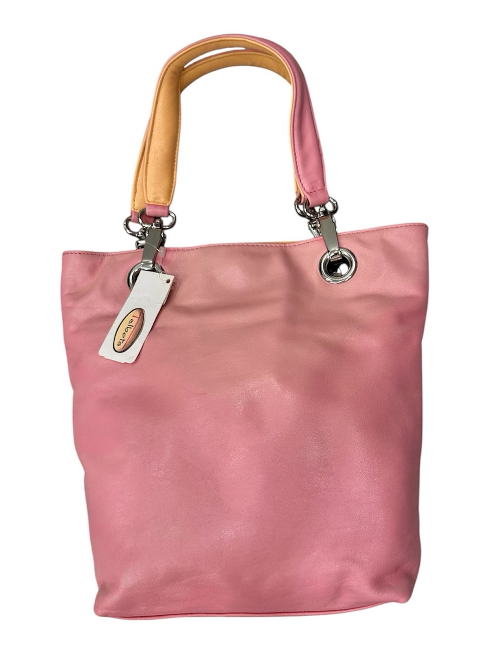 NWT Talbots Genuine Leather Pink & Peach Two-Tone Tote Shoulder Bag